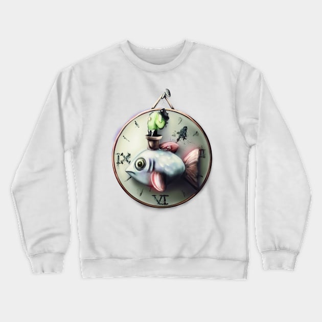 A Well Dressed Cactus Riding a Fish Crewneck Sweatshirt by AtomicBanana